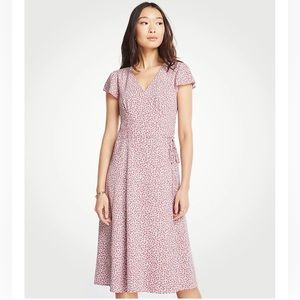 Ann Taylor Floral Wrap Midi Dress